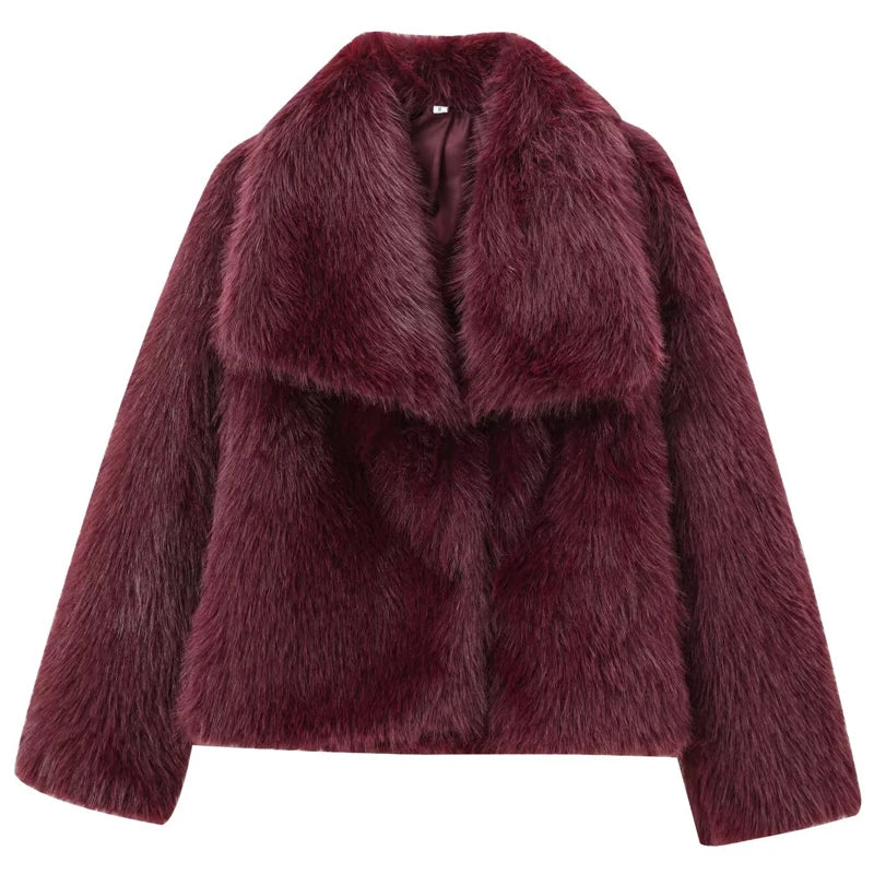 Women's Plush Fur Crop Jacket