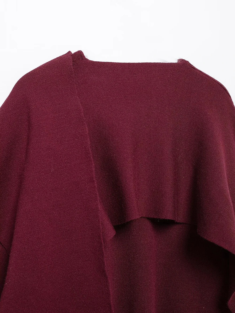 TRAF Women's Fashion Fall Winter Chic Knitted Asymmetric Jacket with Split Hem