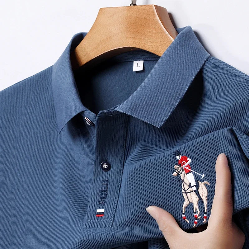 Men's Summer Embroidered Casual Polo Shirt - Short Sleeve Comfort