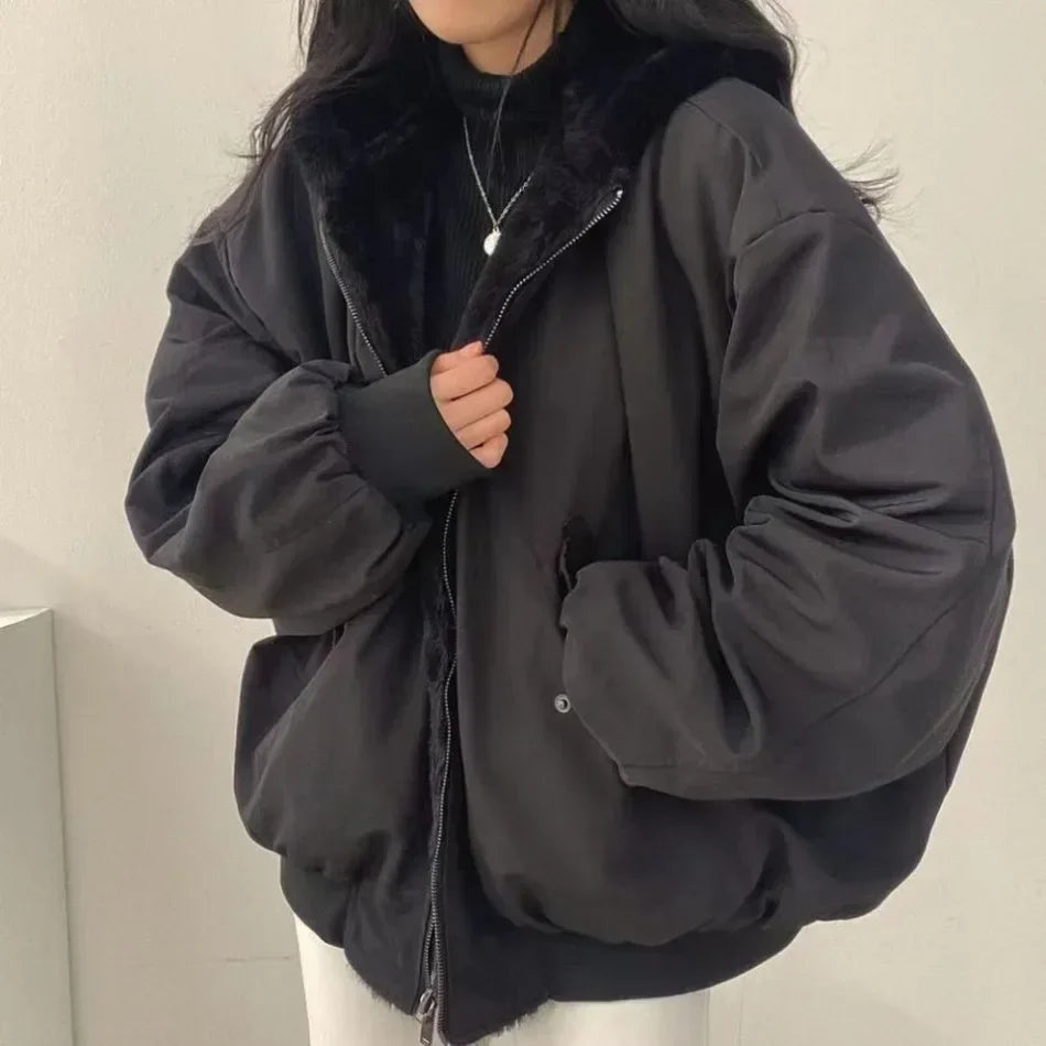 New Women's Thick Warm Parkas - Oversized Hooded Zip-Up Coat