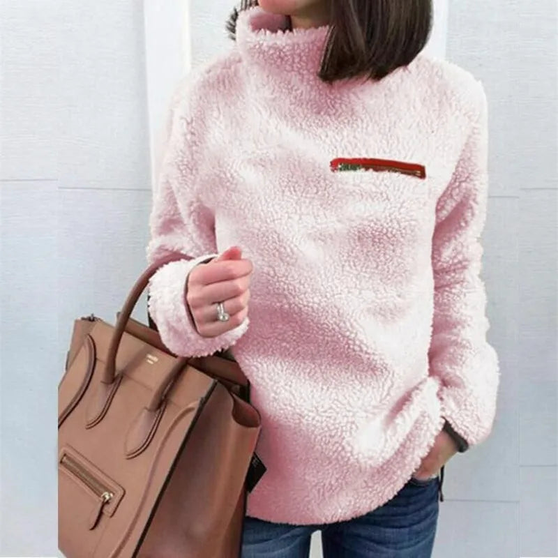 Winter Super Soft Solid Color Turtleneck Pullover Sweater for Women