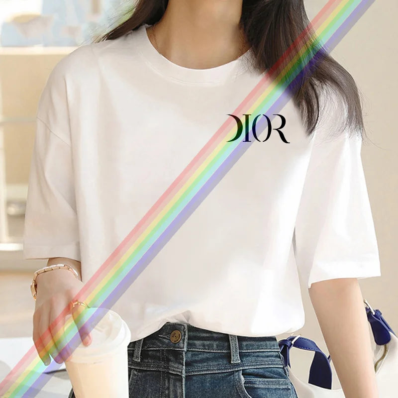 2025 New Summer Fashion Dr Printing Women's Luxury Harajuku T-Shirt – 100% Cotton O-Neck Short Sleeve Top