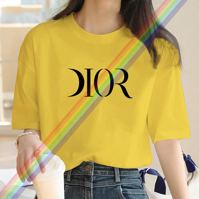 2025 New Summer Fashion Dr Printing Women's Luxury Harajuku T-Shirt – 100% Cotton O-Neck Short Sleeve Top