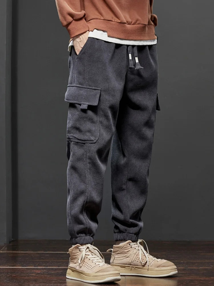 Spring Autumn Elastic Waist Casual Pants for Men