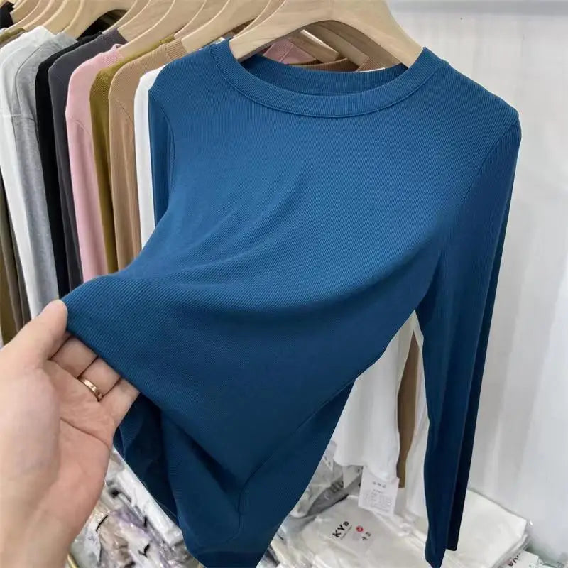 Autumn Women's Slim O-Neck Long Sleeve T-Shirt