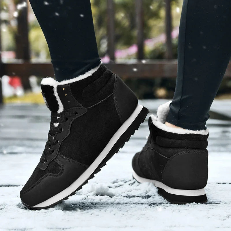 Winter Men Boots Casual Warm Ankle Shoes with Plush Fur, Comfortable Platform Snow Boots