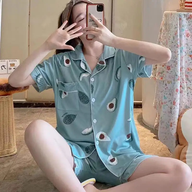 New Women Cartoon Sleepwear Pajamas – Short Pants & Short Sleeves Loungewear