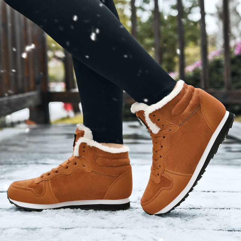 Winter Men Boots Casual Warm Ankle Shoes with Plush Fur, Comfortable Platform Snow Boots