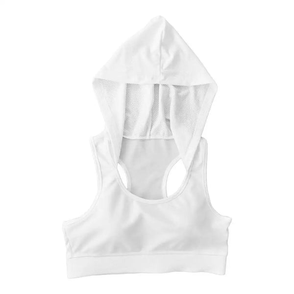 Women’s Hooded Sports Bra Tank Top - Workout Bralette for Running & Sports