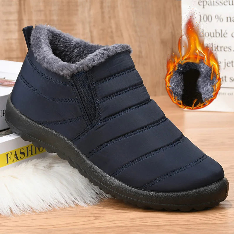 Men's Waterproof Winter Boots - Fur Lined Hiking Ankle Work Shoes