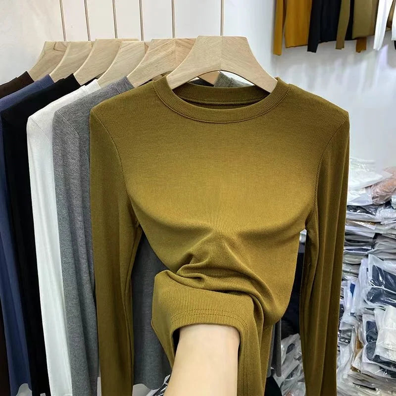 Autumn Women's Slim O-Neck Long Sleeve T-Shirt