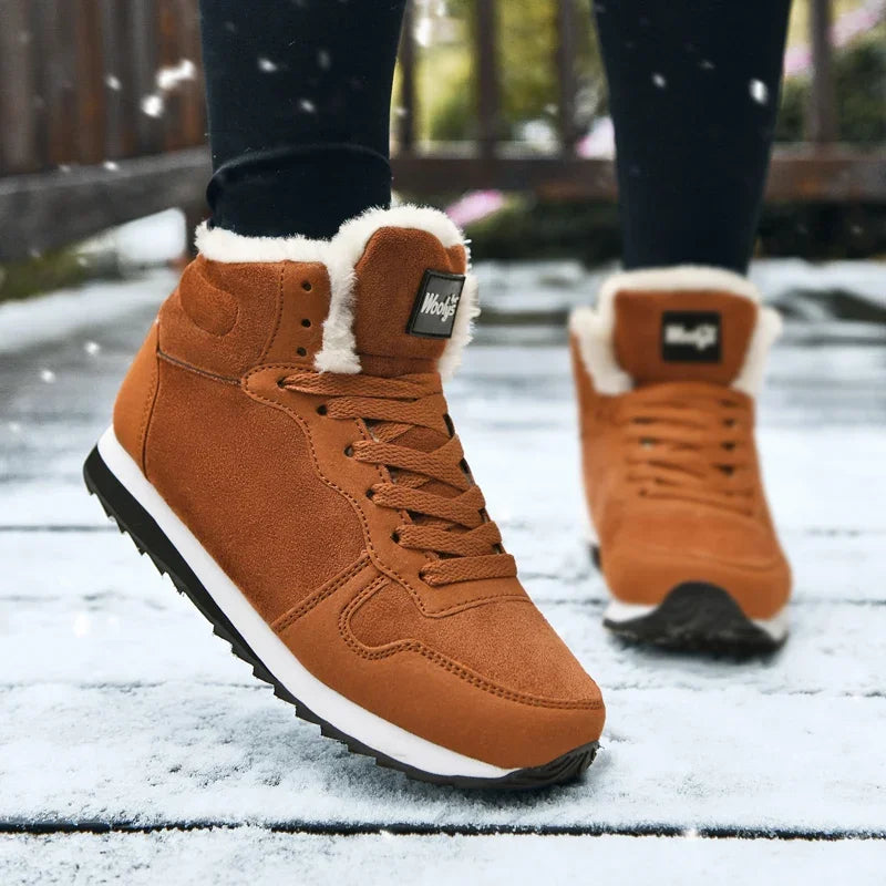 Winter Men Boots Casual Warm Ankle Shoes with Plush Fur, Comfortable Platform Snow Boots