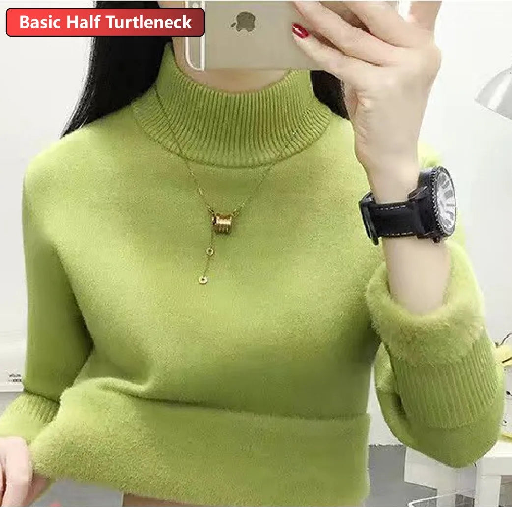 Elegant Turtleneck Winter Sweater for Women - Velvet Lined & Warm Pullover