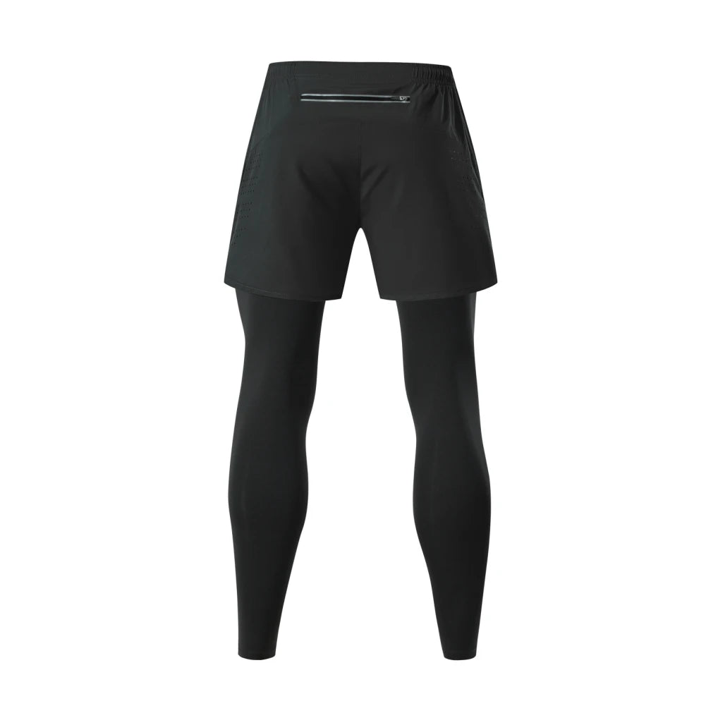 Men's Fake Two Pieces Outdoor Sport Running Fitness Pants