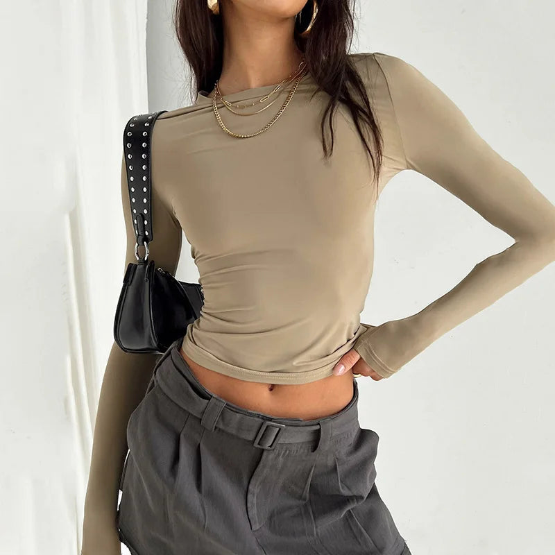 Women’s Casual Long Sleeve Slim Fit T-Shirts - Spring & Autumn Pullover Tees