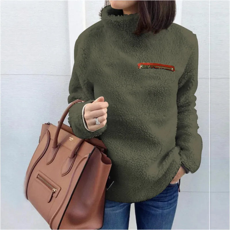 Winter Super Soft Solid Color Turtleneck Pullover Sweater for Women