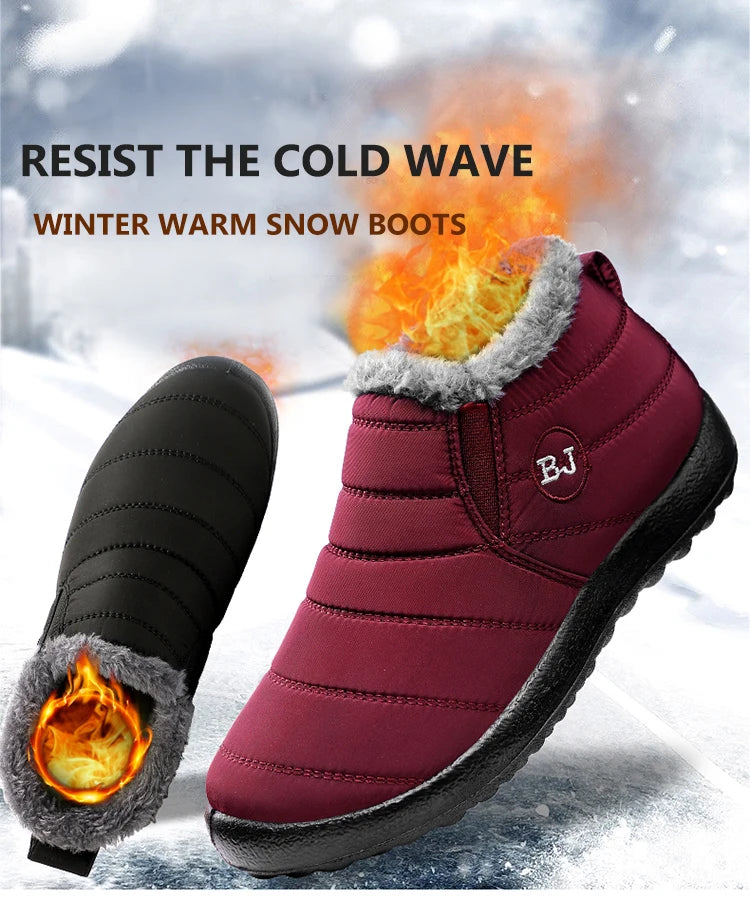 Men's Waterproof Winter Boots - Fur Lined Hiking Ankle Work Shoes