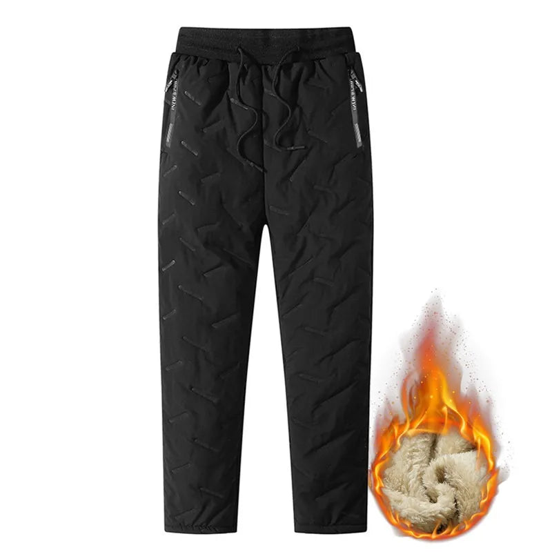 Winter Sweatwear Men Thick Fleece Sweatpants Lambswool Thermal Casual Waterproof Warm Cotton Trousers