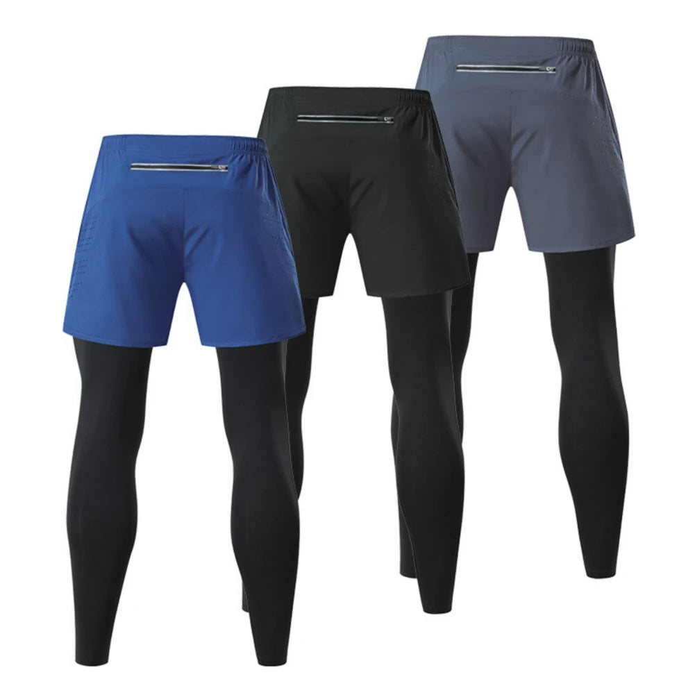 Men's Fake Two Pieces Outdoor Sport Running Fitness Pants