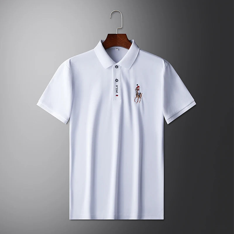 Men's Summer Embroidered Casual Polo Shirt - Short Sleeve Comfort