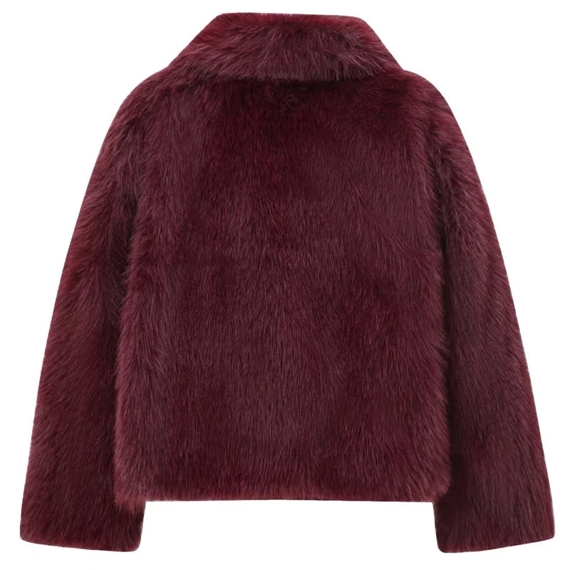 Women's Plush Fur Crop Jacket