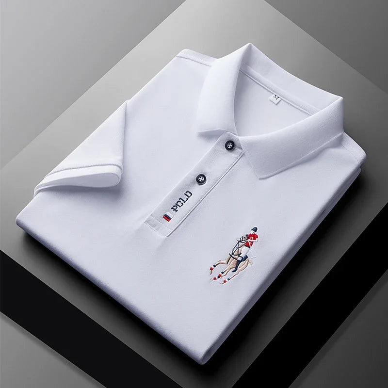 Men's Summer Embroidered Casual Polo Shirt - Short Sleeve Comfort