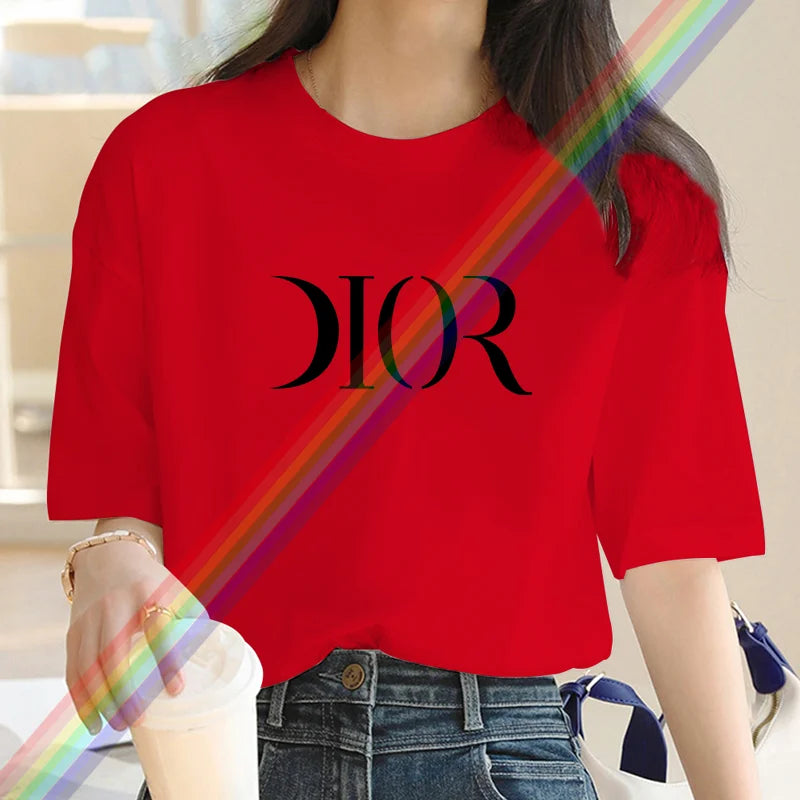 2025 New Summer Fashion Dr Printing Women's Luxury Harajuku T-Shirt – 100% Cotton O-Neck Short Sleeve Top