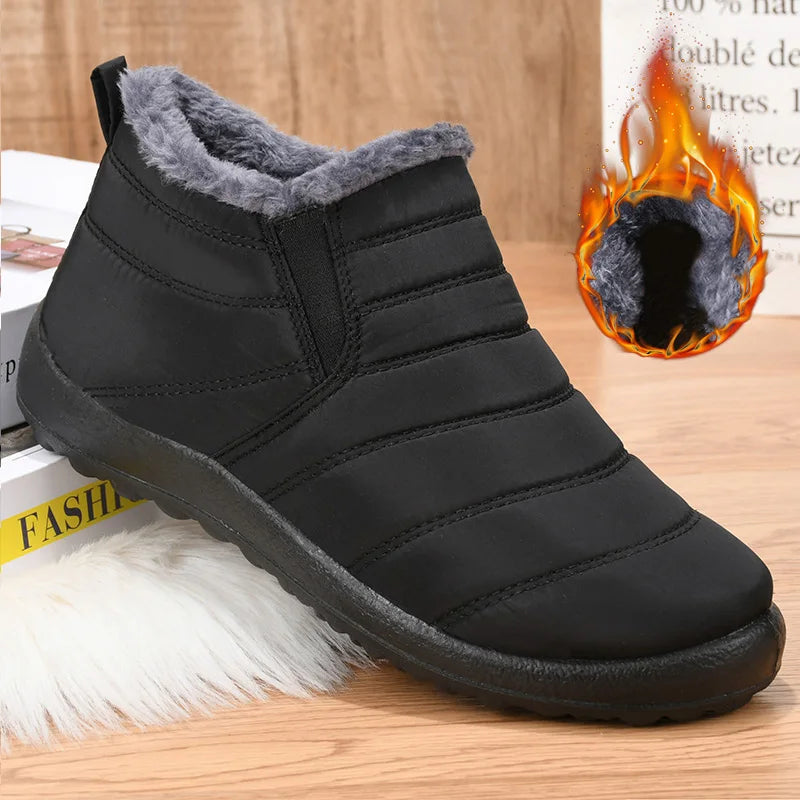 Men's Waterproof Winter Boots - Fur Lined Hiking Ankle Work Shoes