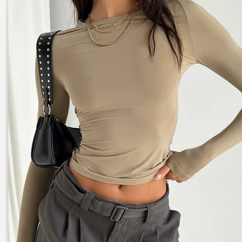 Women’s Casual Long Sleeve Slim Fit T-Shirts - Spring & Autumn Pullover Tees