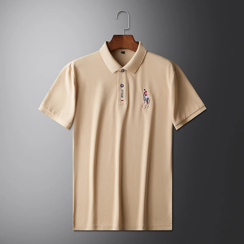 Men's Summer Embroidered Casual Polo Shirt - Short Sleeve Comfort