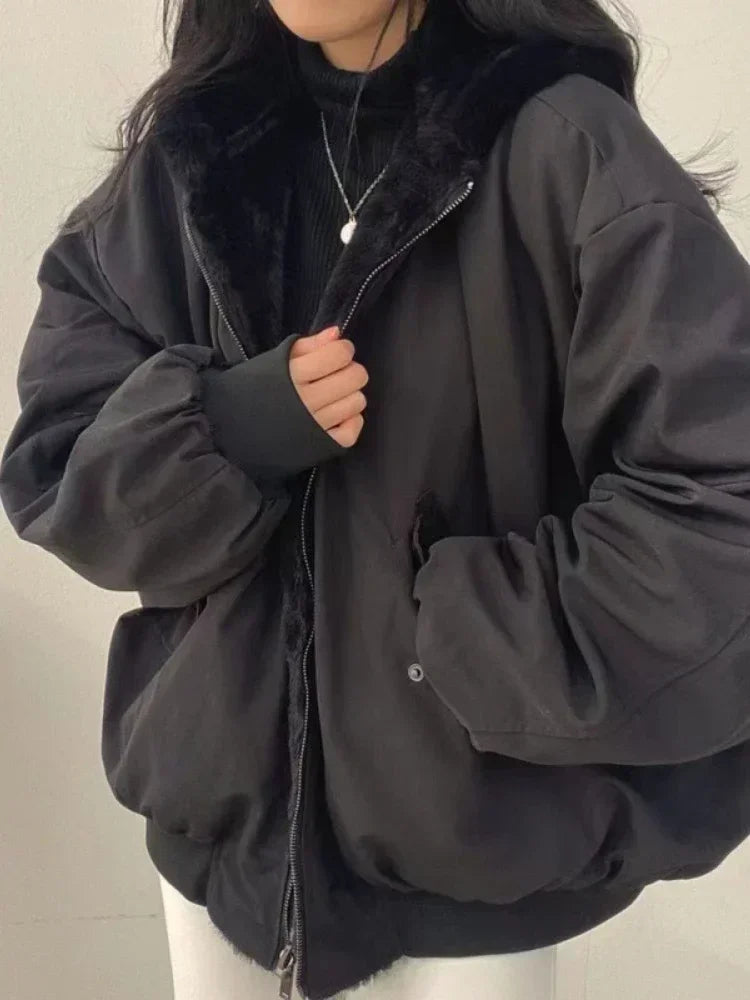 New Women's Thick Warm Parkas - Oversized Hooded Zip-Up Coat