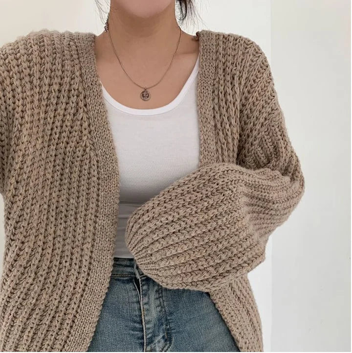 Vintage Harajuku Lantern Sleeve Women Cardigan Sweater – Casual Korean Fall Streetwear