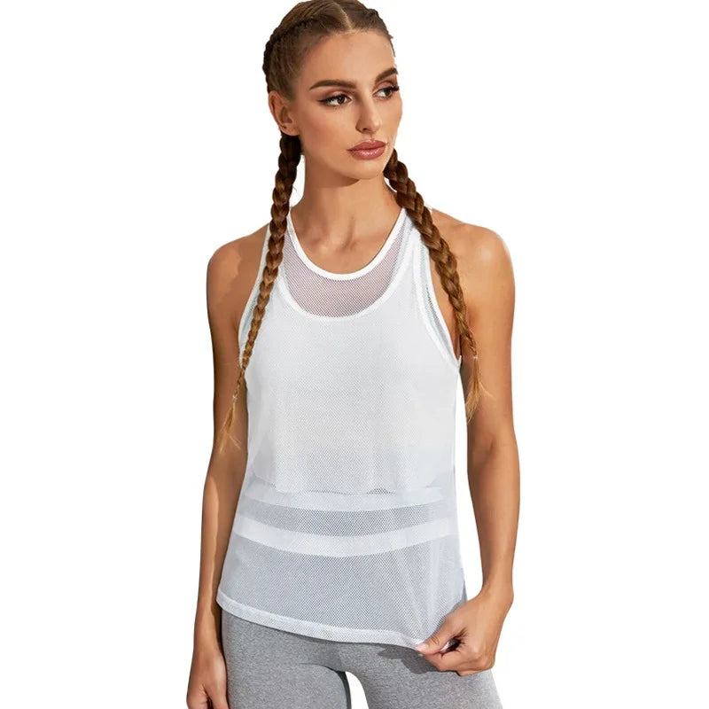 Women's Mesh Racerback Workout Tank Top - Sleeveless Activewear