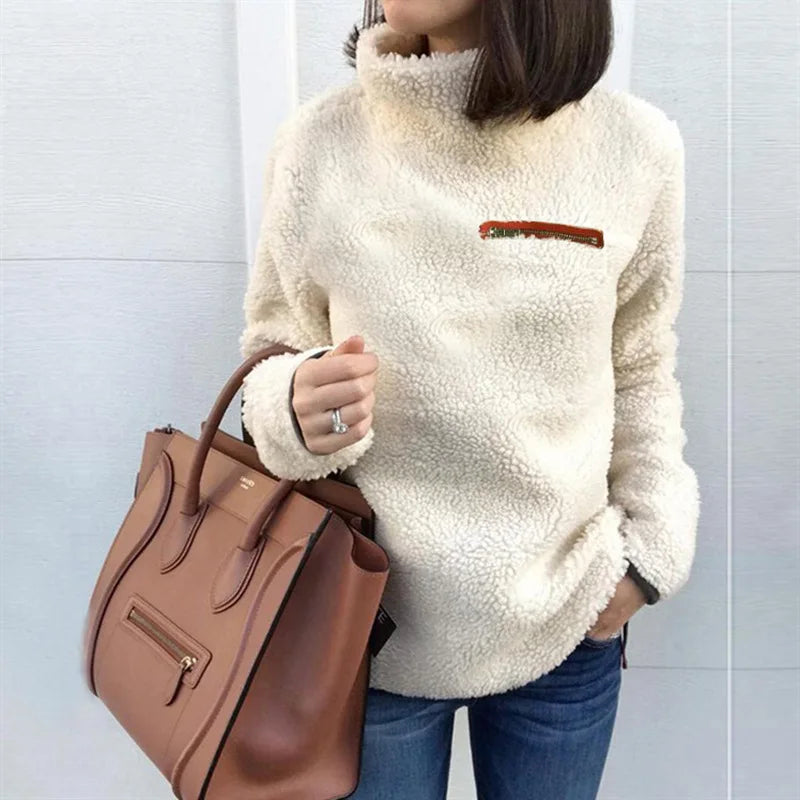 Winter Super Soft Solid Color Turtleneck Pullover Sweater for Women