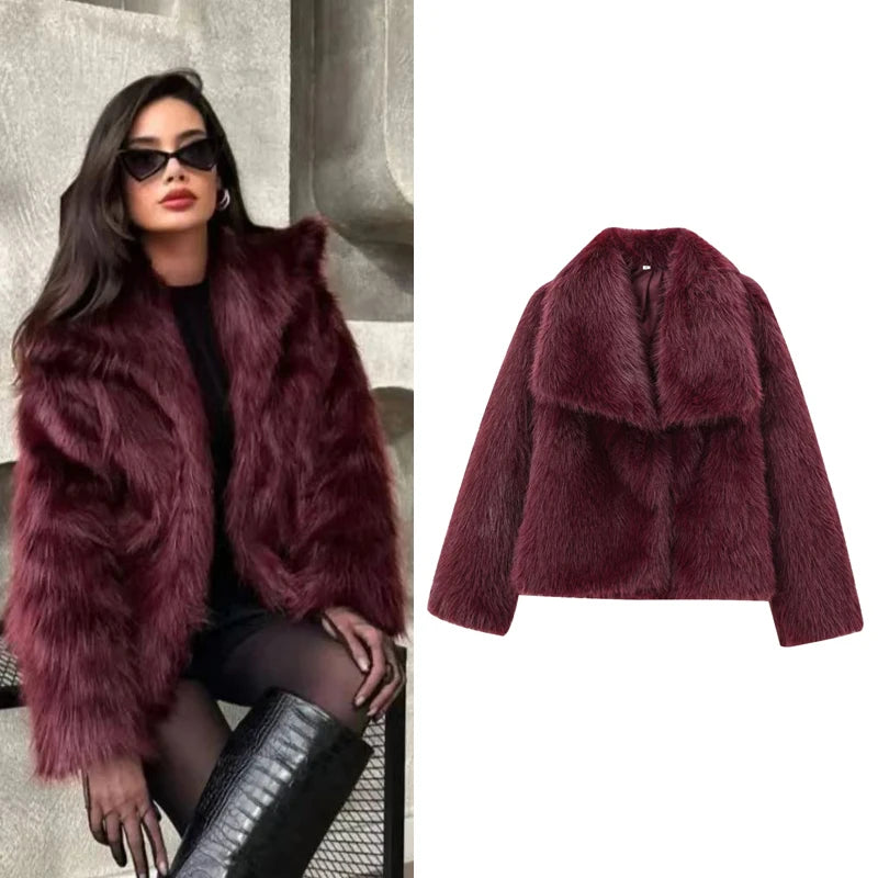 Women's Plush Fur Crop Jacket