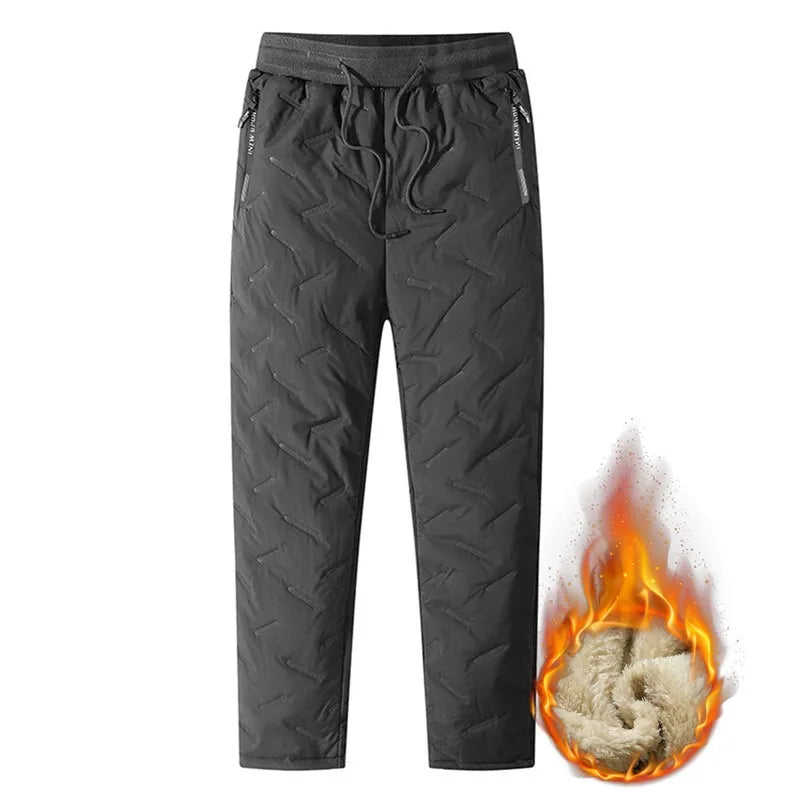 Winter Sweatwear Men Thick Fleece Sweatpants Lambswool Thermal Casual Waterproof Warm Cotton Trousers