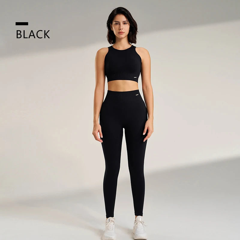 Yoga Clothing Set for Women – High Waisted Leggings & Seamless Top