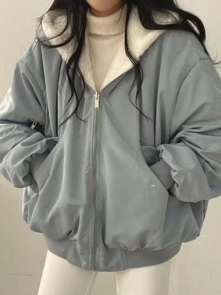 New Women's Thick Warm Parkas - Oversized Hooded Zip-Up Coat