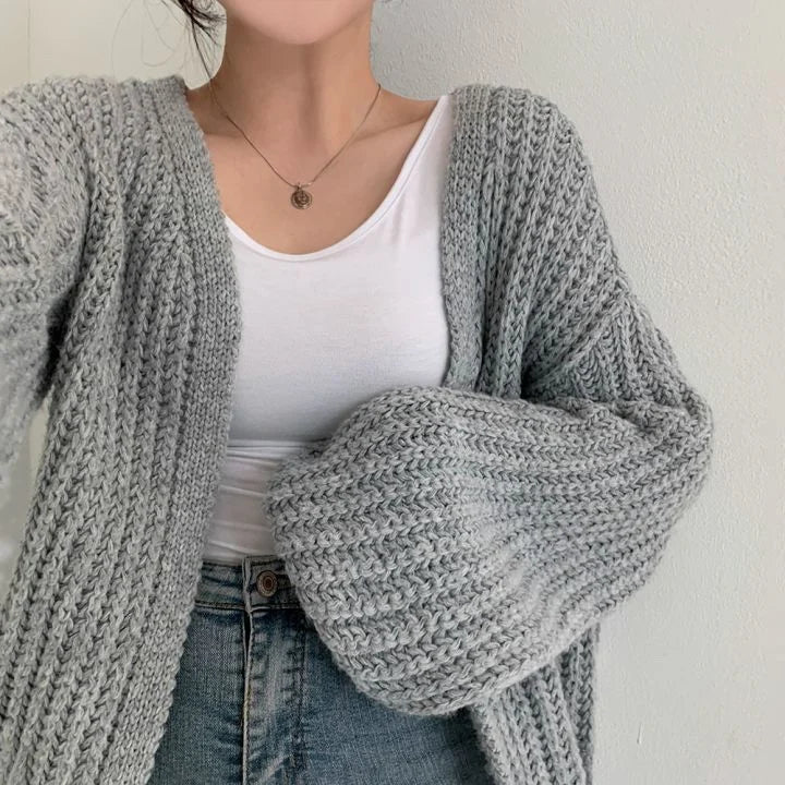Vintage Harajuku Lantern Sleeve Women Cardigan Sweater – Casual Korean Fall Streetwear