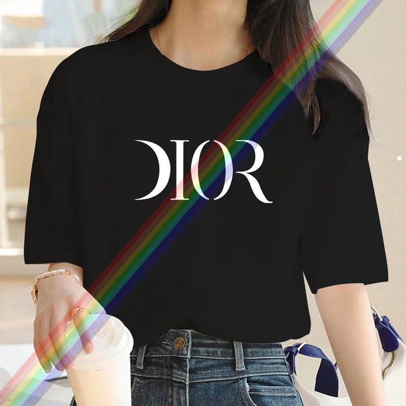 2025 New Summer Fashion Dr Printing Women's Luxury Harajuku T-Shirt – 100% Cotton O-Neck Short Sleeve Top