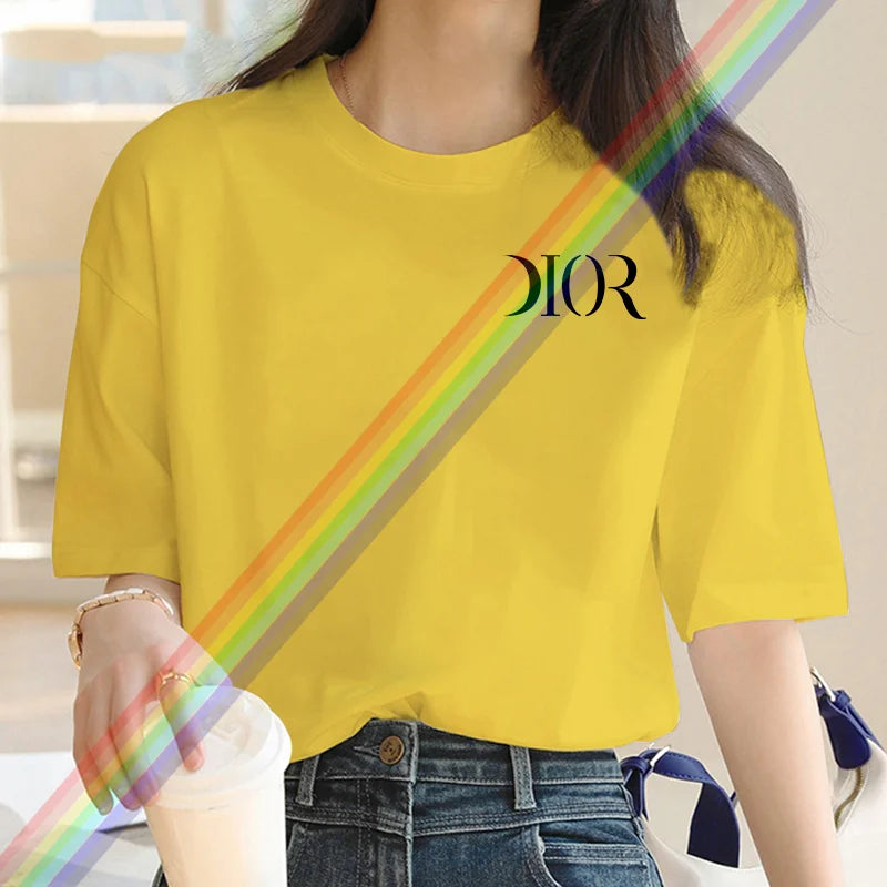 2025 New Summer Fashion Dr Printing Women's Luxury Harajuku T-Shirt – 100% Cotton O-Neck Short Sleeve Top