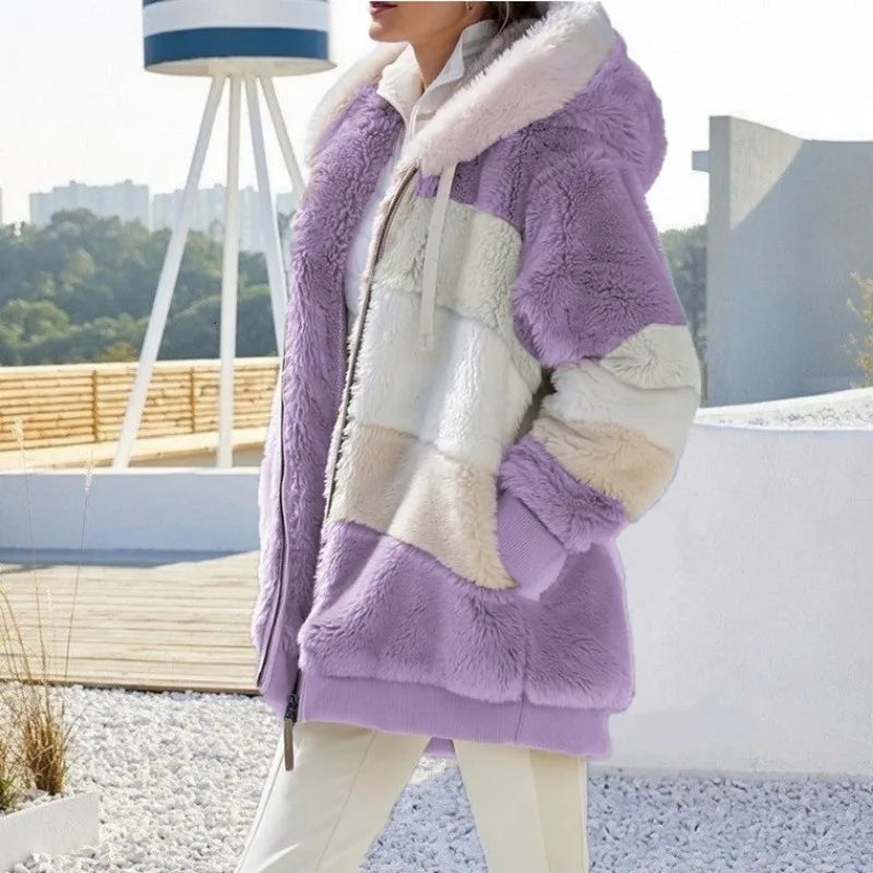 Oversized Hooded Jacket for Women - Autumn Winter Plush Coat 2023