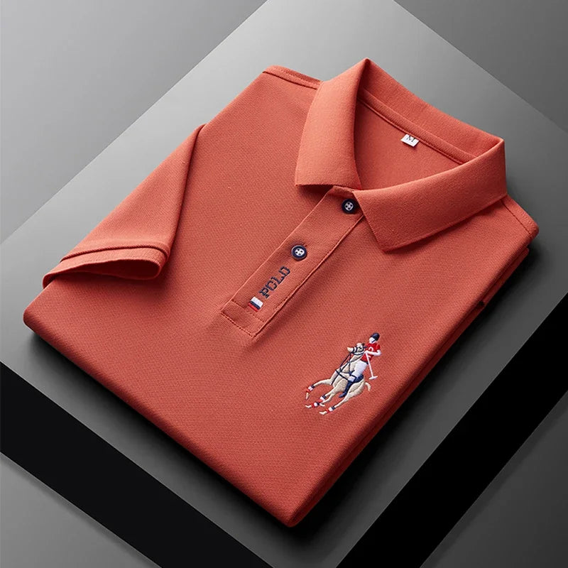 Men's Summer Embroidered Casual Polo Shirt - Short Sleeve Comfort