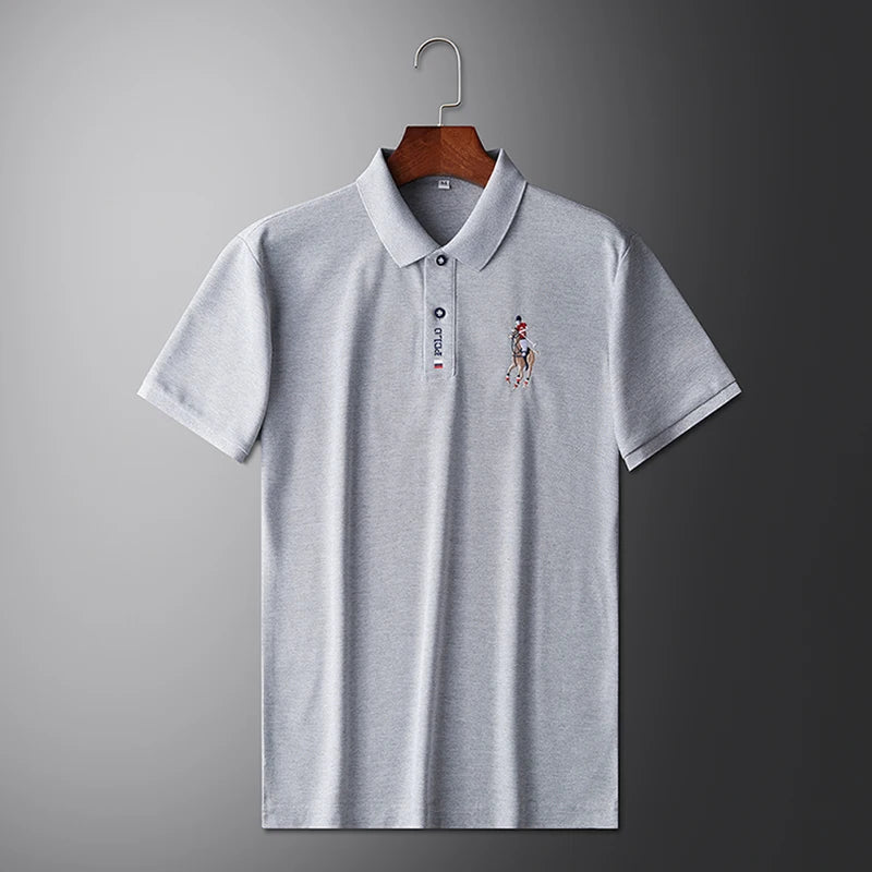 Men's Summer Embroidered Casual Polo Shirt - Short Sleeve Comfort