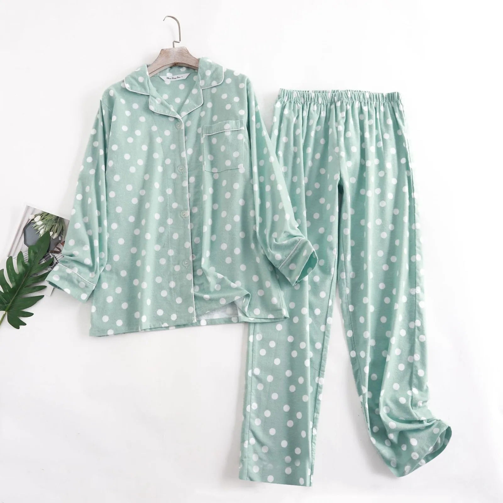 Ladies Cotton Pajamas Loungewear Plus Size Simple Loose Spring  Autumn And Winter Cartoon Floral Print Long Sleeve Trousers Set