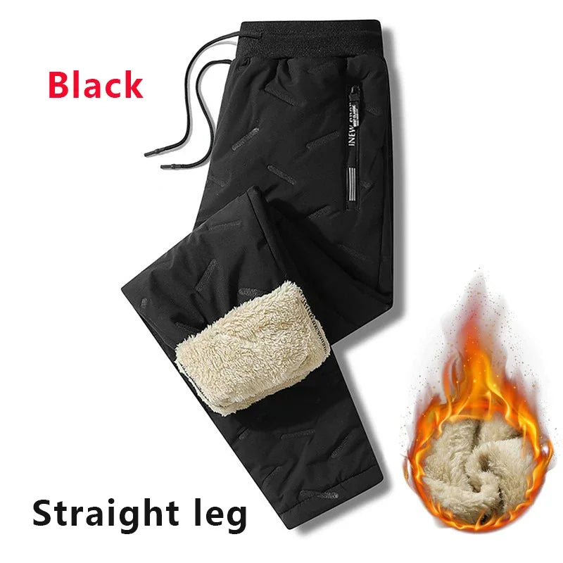 Winter Sweatwear Men Thick Fleece Sweatpants Lambswool Thermal Casual Waterproof Warm Cotton Trousers