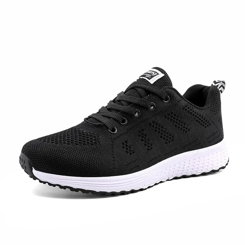 Women’s Casual Breathable Mesh Sneakers - White Flat Shoes