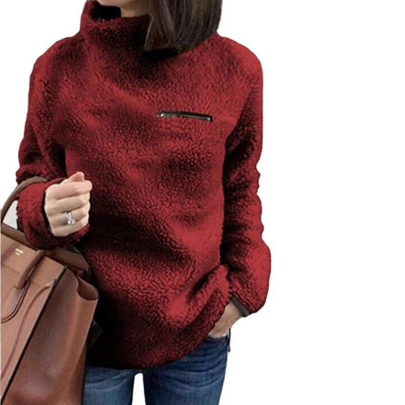 Winter Super Soft Solid Color Turtleneck Pullover Sweater for Women