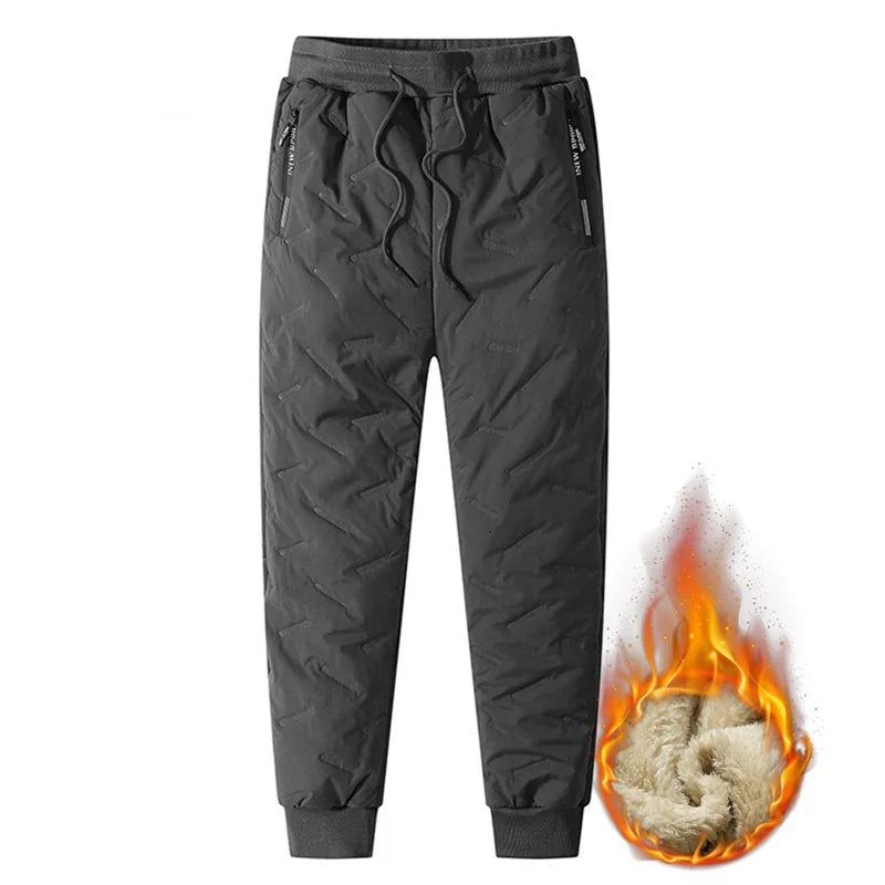 Winter Sweatwear Men Thick Fleece Sweatpants Lambswool Thermal Casual Waterproof Warm Cotton Trousers