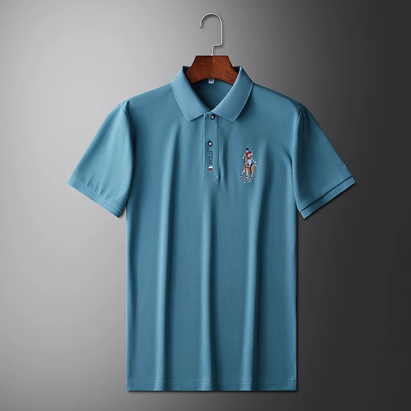 Men's Summer Embroidered Casual Polo Shirt - Short Sleeve Comfort